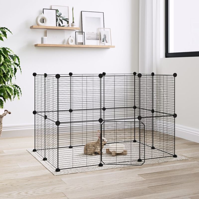 Petshop - Accesorii petshop - Culcusuri si custi - Custi interior si exterior - Cusca animale de companie cu usa 20 panouri negru 35x35 cm otel - Infinity.ro