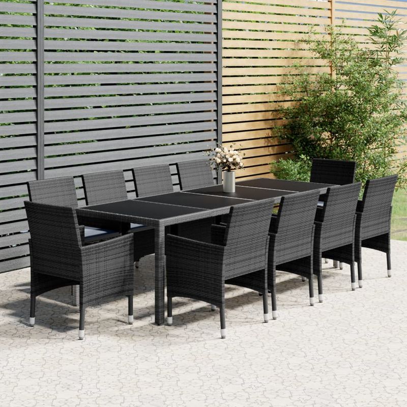 Casa si Gradina - Gradina si terasa - Mobilier exterior - Seturi mobila gradina - Set mobilier de gradina, 11 piese, gri, poliratan - Infinity.ro