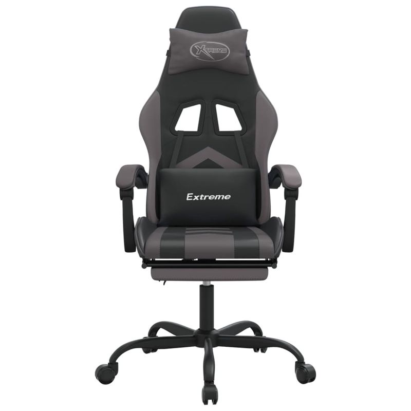 Casa si Gradina - Mobilier - Scaune si fotolii - Scaune - Scaun de gaming pivotant/suport picioare negru/gri piele eco - Infinity.ro