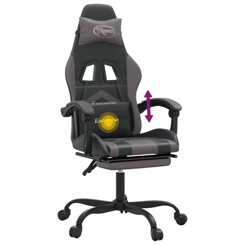 Casa si Gradina - Mobilier - Scaune si fotolii - Scaune - Scaun de gaming pivotant/suport picioare negru/gri piele eco - Infinity.ro