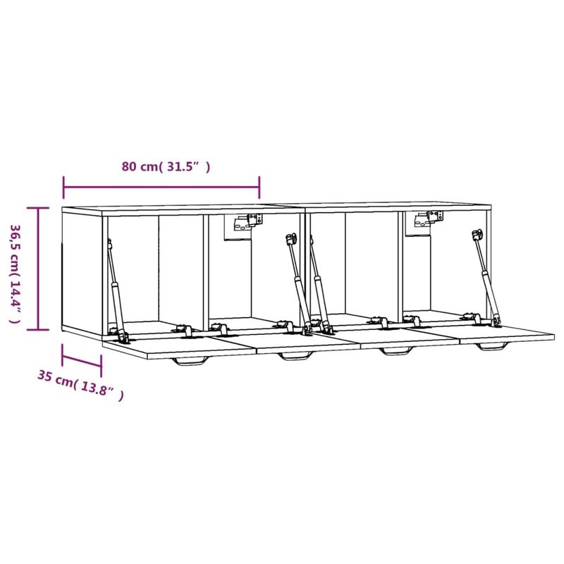 Casa si Gradina - Mobilier - Dulapuri si sifoniere - Dulapuri - Dulapuri TV de perete, 2 buc., stejar fumuriu, 80x35x36,5 cm, lemn - Infinity.ro