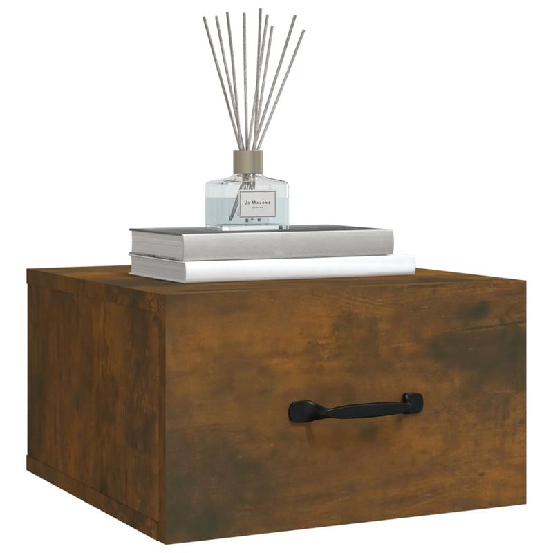 Casa si Gradina - Mobilier - Comode si corpuri - Noptiere - Noptiera de perete, stejar fumuriu, 35x35x20 cm - Infinity.ro