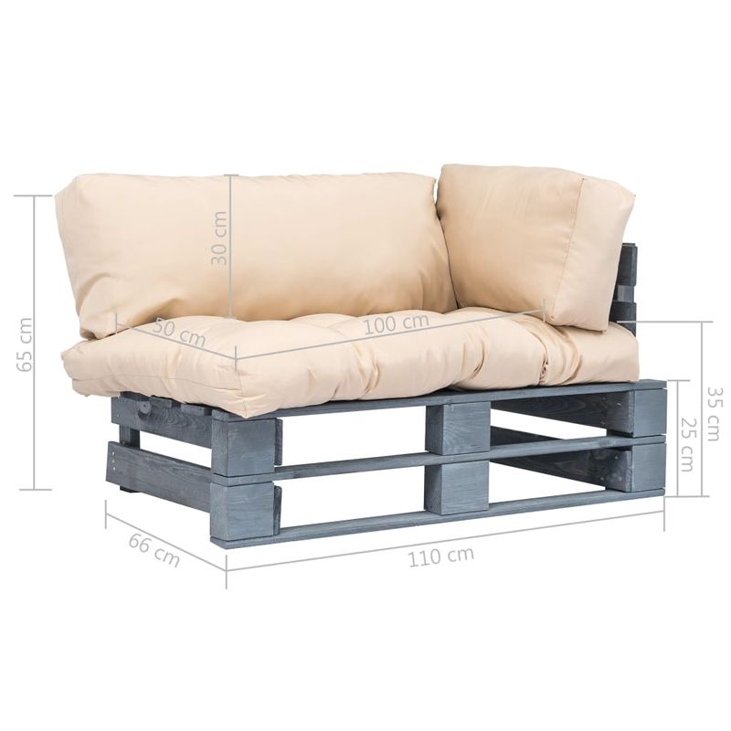 Casa si Gradina - Gradina si terasa - Mobilier exterior - Canapele si fotolii gradina - Canapea din paleti de gradina, cu perne nisipii, lemn de pin - Infinity.ro