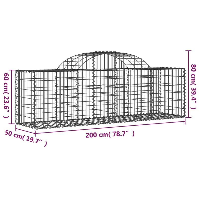Casa si Gradina - Gradina si terasa - Garduri, panouri si accesorii - Cos gabion arcuit, 200x50x60/80 cm, fier galvanizat - Infinity.ro