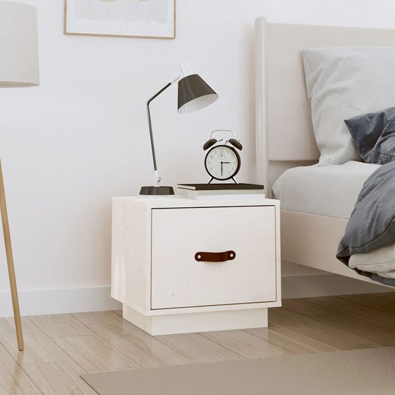 Casa si Gradina - Mobilier - Comode si corpuri - Noptiere - Noptiera, alb, 40x34x35 cm, lemn masiv de pin - Infinity.ro