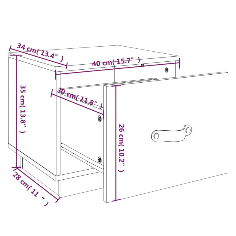 Casa si Gradina - Mobilier - Comode si corpuri - Noptiere - Noptiera, alb, 40x34x35 cm, lemn masiv de pin - Infinity.ro