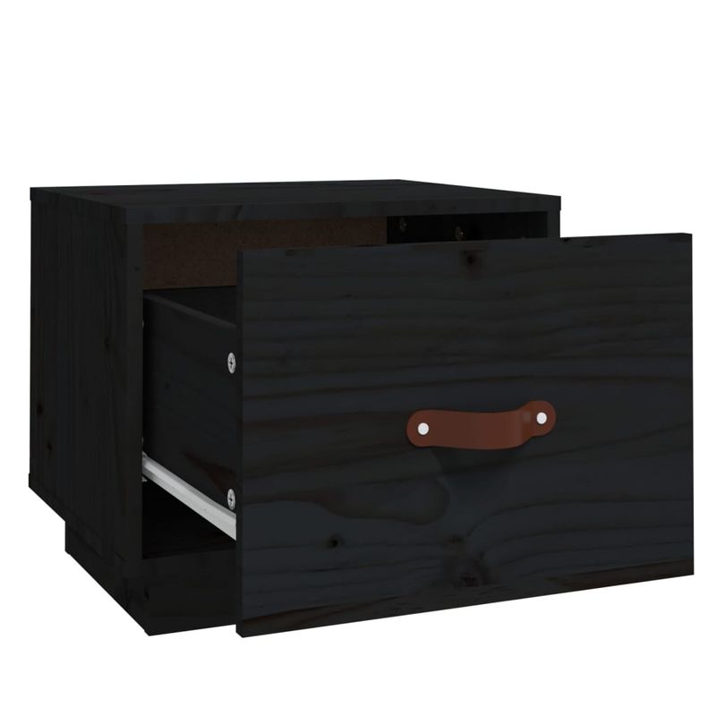 Casa si Gradina - Mobilier - Comode si corpuri - Noptiere - Noptiera, negru, 40x34x35 cm, lemn masiv de pin - Infinity.ro