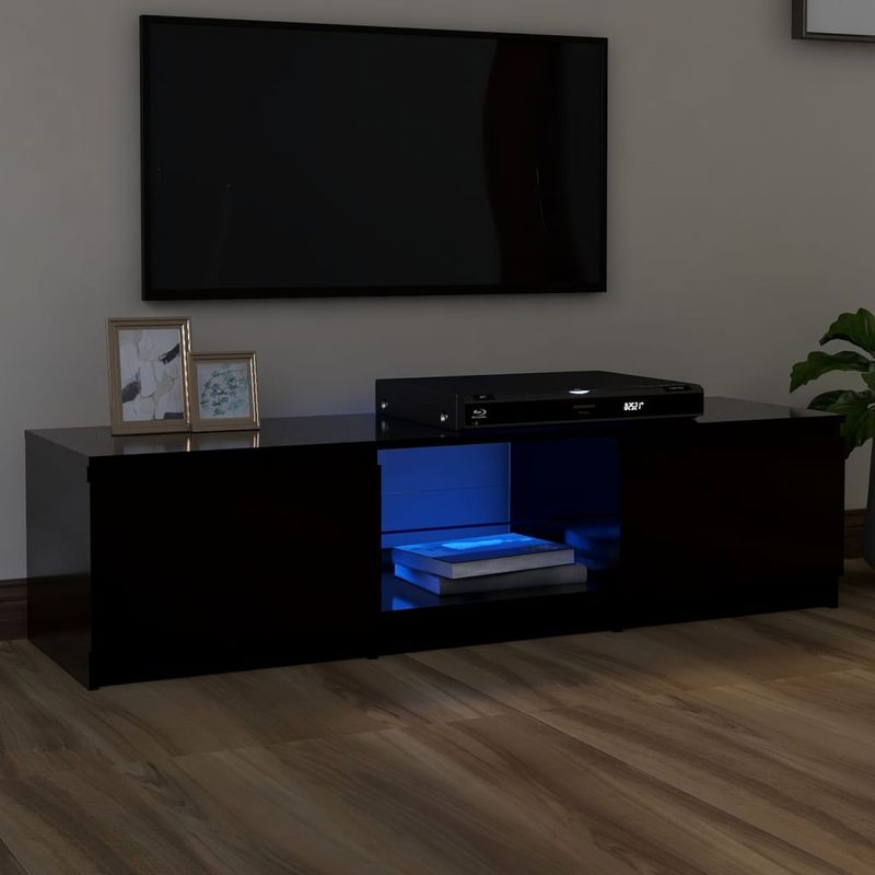 Casa si Gradina - Mobilier - Comode si corpuri - Comode - Comoda TV cu lumini LED, negru, 140x40x35,5 cm - Infinity.ro