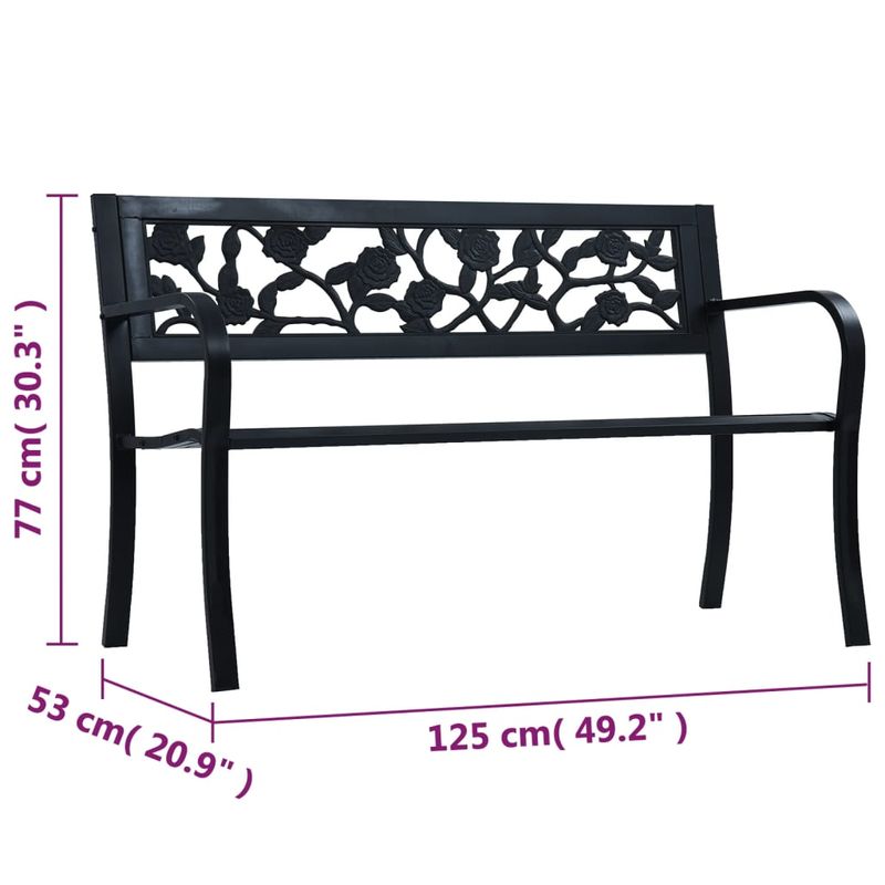 Casa si Gradina - Gradina si terasa - Mobilier exterior - Bancute de gradina - Banca de gradina, negru, 125 cm, otel - Infinity.ro