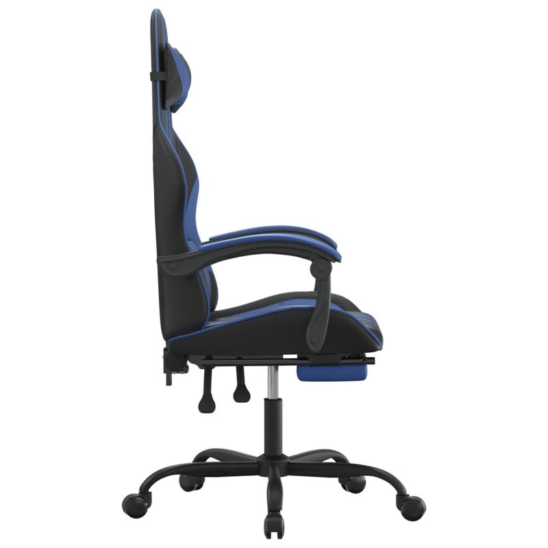 PC, gaming si accesorii - Gaming - Accesorii gaming - Scaune gaming - Scaun gaming pivotant/suport picioare negru/albastru piele eco - Infinity.ro