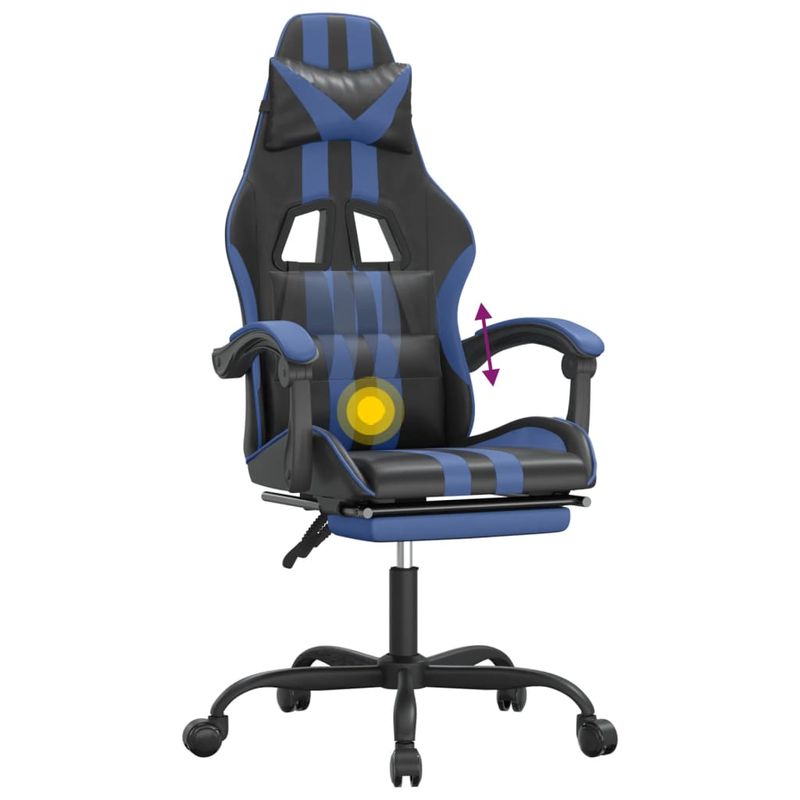 PC, gaming si accesorii - Gaming - Accesorii gaming - Scaune gaming - Scaun gaming pivotant/suport picioare negru/albastru piele eco - Infinity.ro