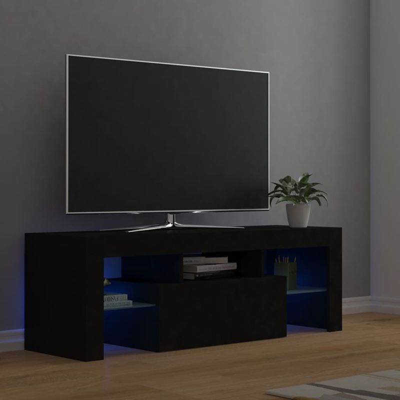 Casa si Gradina - Mobilier - Comode si corpuri - Comode - Comoda TV cu lumini LED, negru, 120x35x40 cm - Infinity.ro