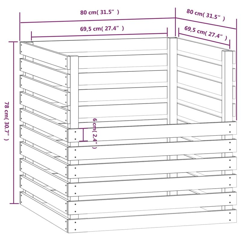 Casa si Gradina - Gradinarit si plante - Unelte gradinarit - Compostoare gradina - Compostor, alb, 80x80x78 cm, lemn masiv de pin - Infinity.ro