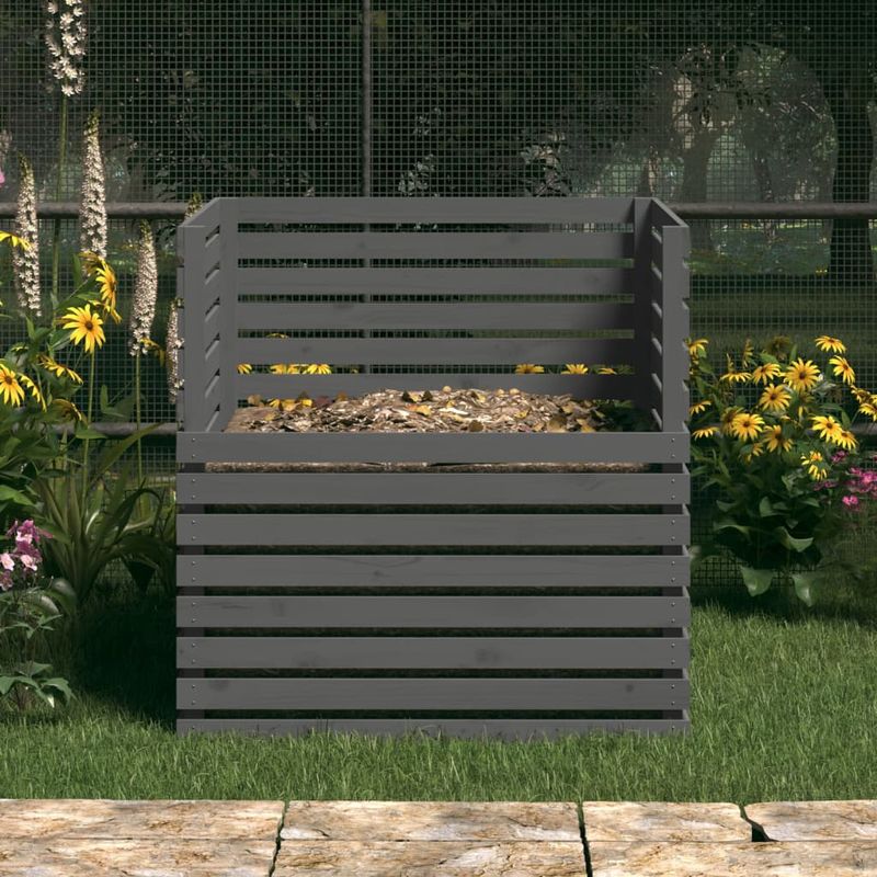 Casa si Gradina - Gradinarit si plante - Unelte gradinarit - Compostoare gradina - Compostor, gri, 100x100x102 cm, lemn masiv de pin - Infinity.ro
