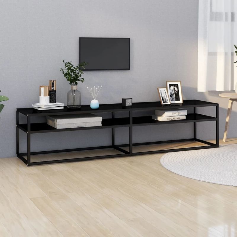 Casa si Gradina - Mobilier - Comode si corpuri - Comode - Comoda TV, negru, 180x40x40,5 cm, sticla securizata - Infinity.ro