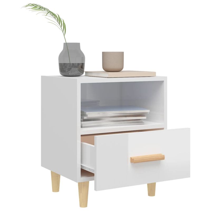 Casa si Gradina - Mobilier - Comode si corpuri - Noptiere - Noptiera, 2 buc., alb extralucios, 40x35x47 cm - Infinity.ro