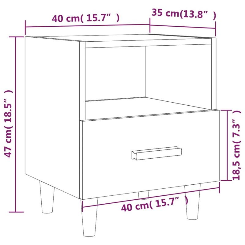 Casa si Gradina - Mobilier - Comode si corpuri - Noptiere - Noptiera, 2 buc., alb extralucios, 40x35x47 cm - Infinity.ro