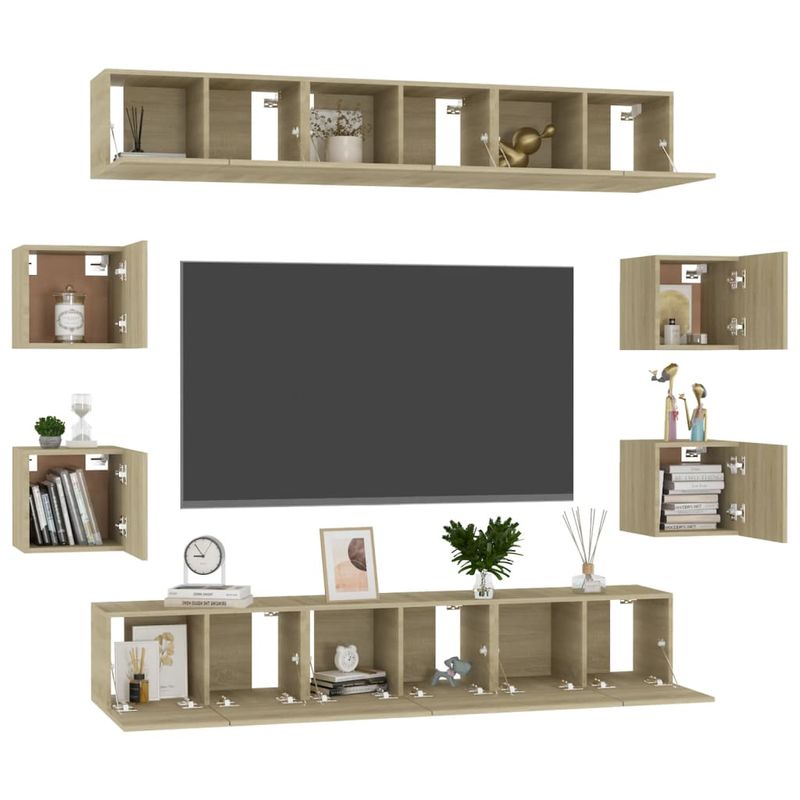 Casa si Gradina - Mobilier - Seturi de mobilier - Seturi living - Set de dulapuri TV, 10 piese, stejar sonoma, lemn prelucrat - Infinity.ro