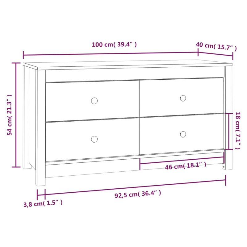 Casa si Gradina - Mobilier - Comode si corpuri - Comode - Dulap lateral, 100x40x54 cm, lemn masiv de pin - Infinity.ro