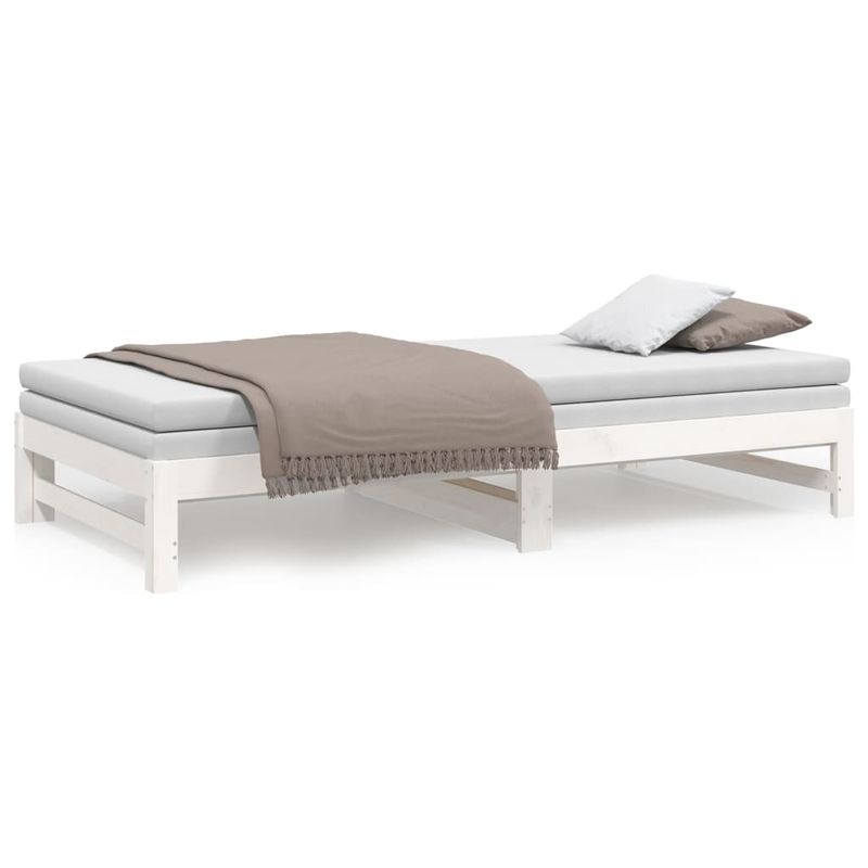 Casa si Gradina - Mobilier - Paturi si accesorii - Paturi - Pat de zi extensibil, alb, 2x(80x200) cm, lemn masiv de pin - Infinity.ro