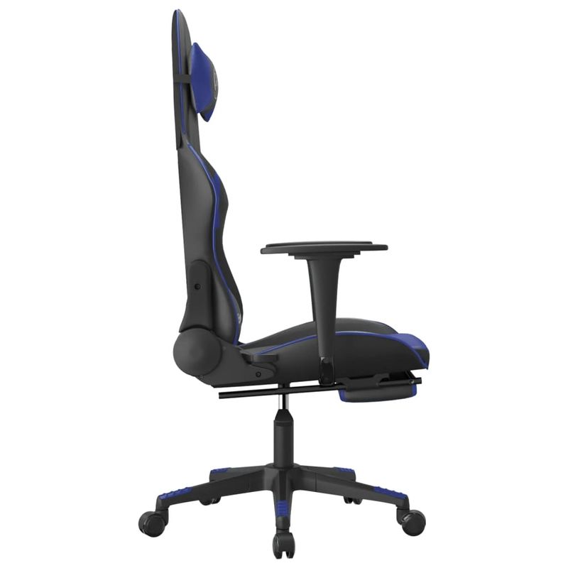 Casa si Gradina - Mobilier - Scaune si fotolii - Scaune - Scaun de gaming masaj/suport picioare negru/albastru piele eco - Infinity.ro