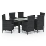 Casa si Gradina - Gradina si terasa - Mobilier exterior - Seturi mobila gradina - Set mobilier de exterior cu perne, 7 piese, negru, poliratan - Infinity.ro