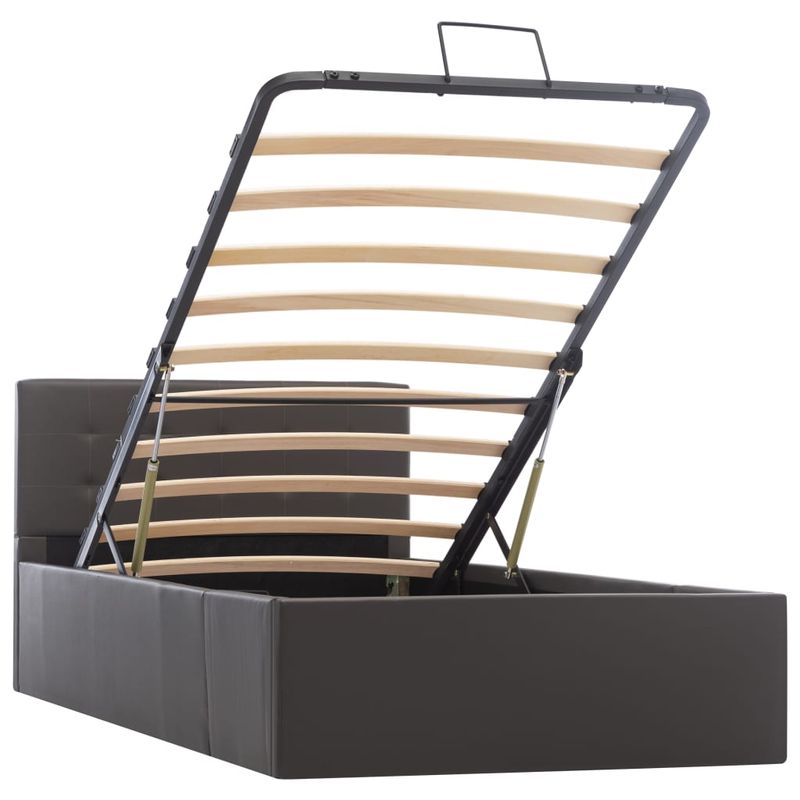 Casa si Gradina - Mobilier - Paturi si accesorii - Paturi - Cadru pat hidraulic cu lada gri 90x200 cm, piele ecologica - Infinity.ro