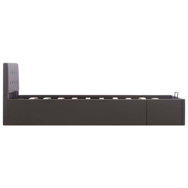 Casa si Gradina - Mobilier - Paturi si accesorii - Paturi - Cadru pat hidraulic cu lada gri 90x200 cm, piele ecologica - Infinity.ro