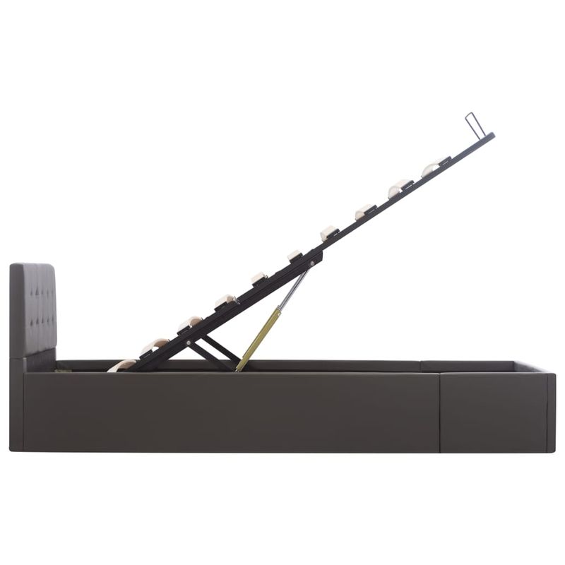 Casa si Gradina - Mobilier - Paturi si accesorii - Paturi - Cadru pat hidraulic cu lada gri 90x200 cm, piele ecologica - Infinity.ro