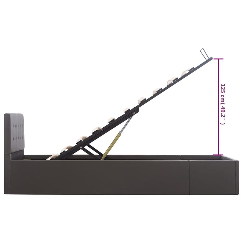 Casa si Gradina - Mobilier - Paturi si accesorii - Paturi - Cadru pat hidraulic cu lada gri 90x200 cm, piele ecologica - Infinity.ro