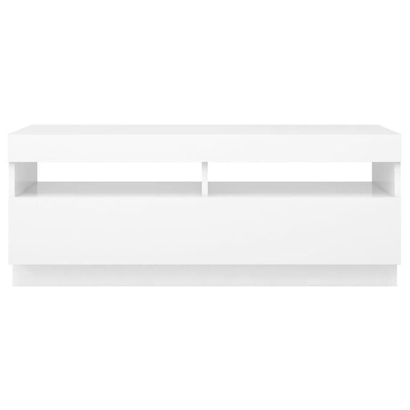 Casa si Gradina - Mobilier - Comode si corpuri - Comode - Comoda TV cu lumini LED, alb, 100x35x40 cm - Infinity.ro