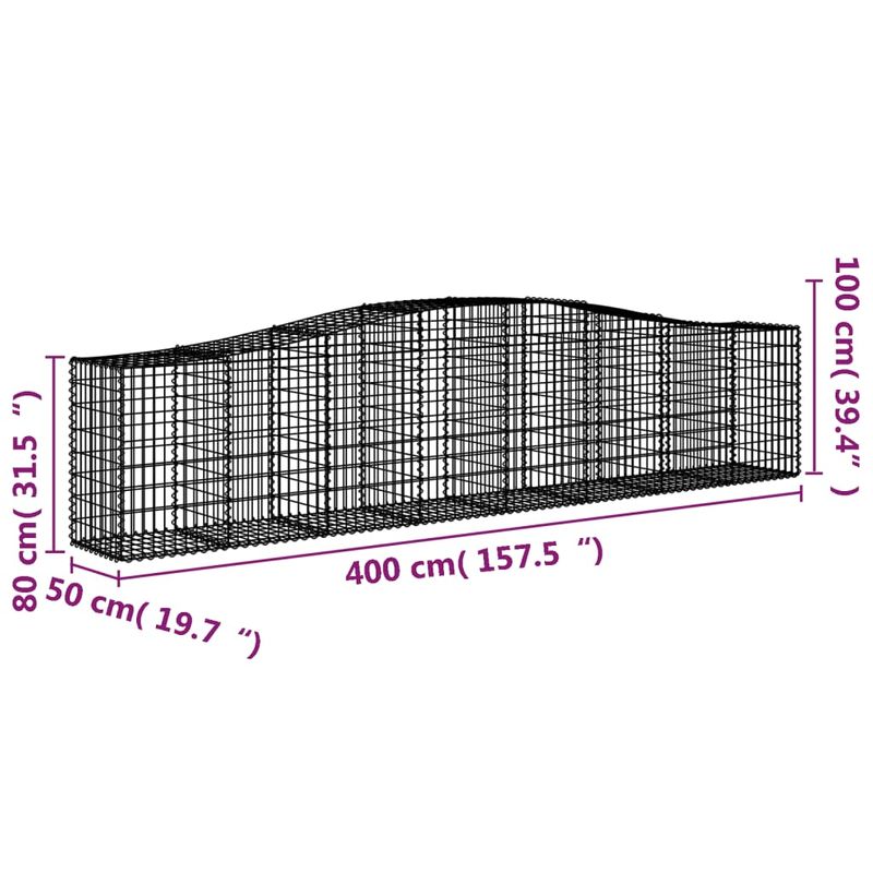 Casa si Gradina - Gradina si terasa - Garduri, panouri si accesorii - Cos gabion arcuit, 400x50x80/100 cm, fier galvanizat, cantitate în pachet: 3 - Infinity.ro