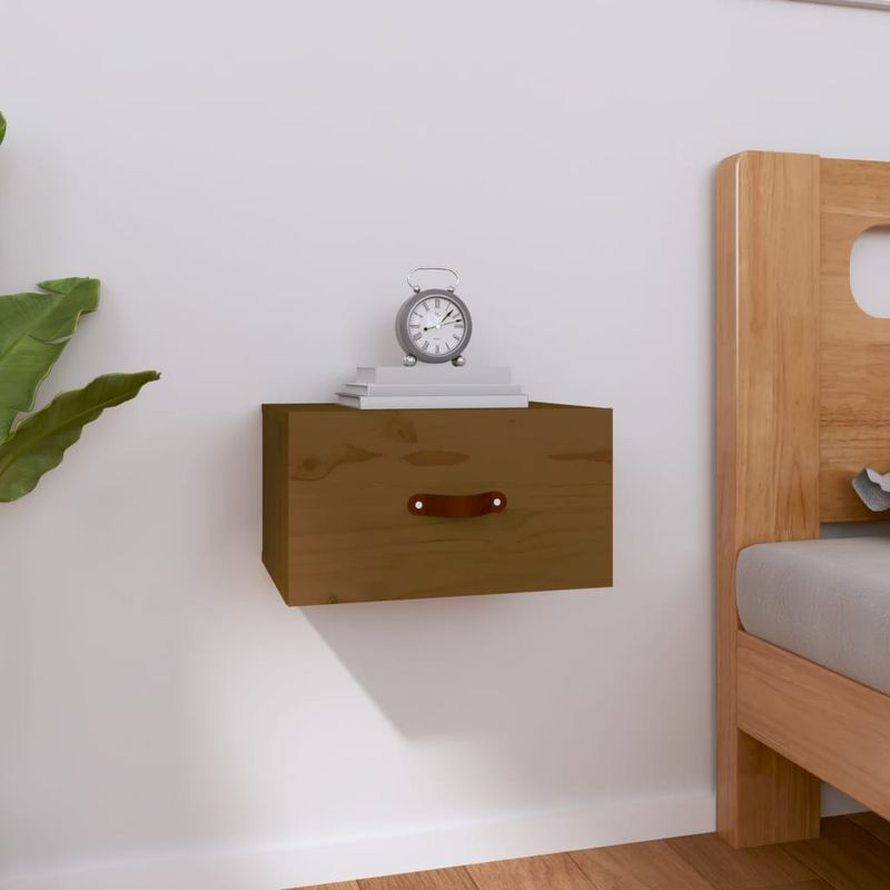Casa si Gradina - Mobilier - Comode si corpuri - Noptiere - Noptiera de perete, maro miere, 40x29,5x22 cm - Infinity.ro