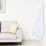 Casa si Gradina - Decoratiuni - Decoratiuni de sezon - Jumatate brad Crăciun artificial cu set globuri, alb, 120 cm, model with 60 globuri roz gold - Infinity.ro