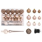 Casa si Gradina - Decoratiuni - Decoratiuni de sezon - Jumatate brad Crăciun artificial cu set globuri, alb, 120 cm, model with 60 globuri roz gold - Infinity.ro