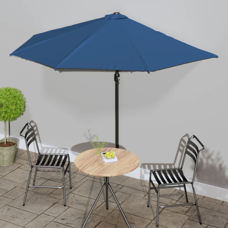 Casa si Gradina - Gradina si terasa - Umbrele si pavilioane - Umbrele - Umbrela de soare pentru balcon tija aluminiu nisipiu , tija aluminiu albastru 300x155x223cm semirotund - Infinity.ro