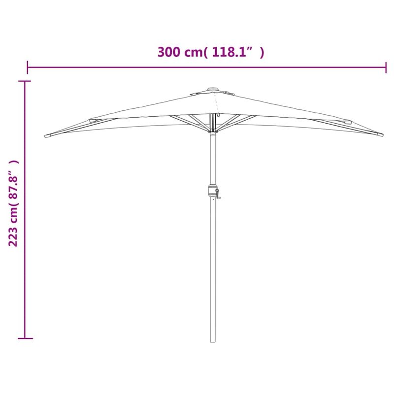 Casa si Gradina - Gradina si terasa - Umbrele si pavilioane - Umbrele - Umbrela de soare pentru balcon tija aluminiu nisipiu , tija aluminiu albastru 300x155x223cm semirotund - Infinity.ro
