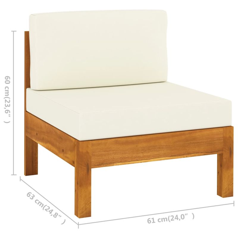 Casa si Gradina - Gradina si terasa - Mobilier exterior - Canapele si fotolii gradina - Fotoliu de gradina cu pernă, lemn masiv de acacia, model canapea de mijloc - Infinity.ro