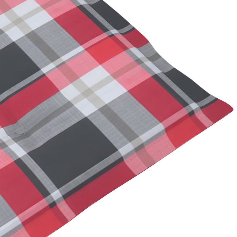 Casa si Gradina - Gradina si terasa - Mobilier exterior - Scaune si sezlonguri gradina - Sezlong exterior, suport picioare și pernă, lemn masiv acacia, model roșu carouri - Infinity.ro