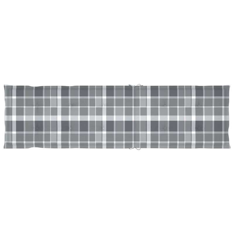 Casa si Gradina - Gradina si terasa - Mobilier exterior - Scaune si sezlonguri gradina - Sezlong exterior, suport picioare și pernă, lemn masiv acacia, model gri carouri - Infinity.ro