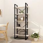 Casa si Gradina - Mobilier - Biblioteci si rafturi - Biblioteci - Biblioteca cu 5 rafturi, alb, 80x30x175 cm, lemn masiv de pin - Infinity.ro