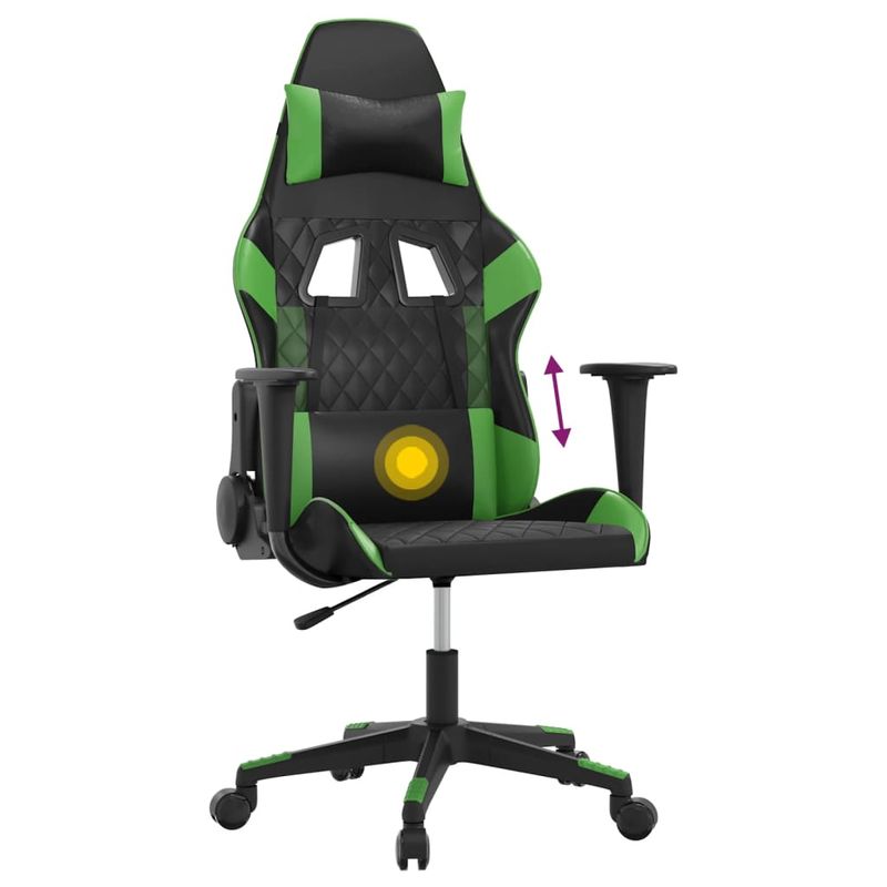Casa si Gradina - Mobilier - Scaune si fotolii - Scaune - Scaun de gaming de masaj, negru si verde, piele ecologica - Infinity.ro