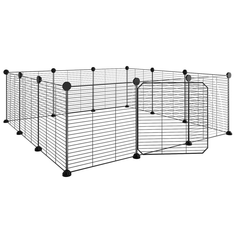 Petshop - Accesorii petshop - Culcusuri si custi - Custi interior si exterior - Cusca animale de companie cu usa 12 panouri negru 35x35 cm otel - Infinity.ro