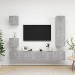 Casa si Gradina - Mobilier - Seturi de mobilier - Seturi living - Set dulapuri TV, 5 piese, gri beton, lemn prelucrat - Infinity.ro
