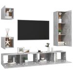 Casa si Gradina - Mobilier - Seturi de mobilier - Seturi living - Set dulapuri TV, 5 piese, gri beton, lemn prelucrat - Infinity.ro