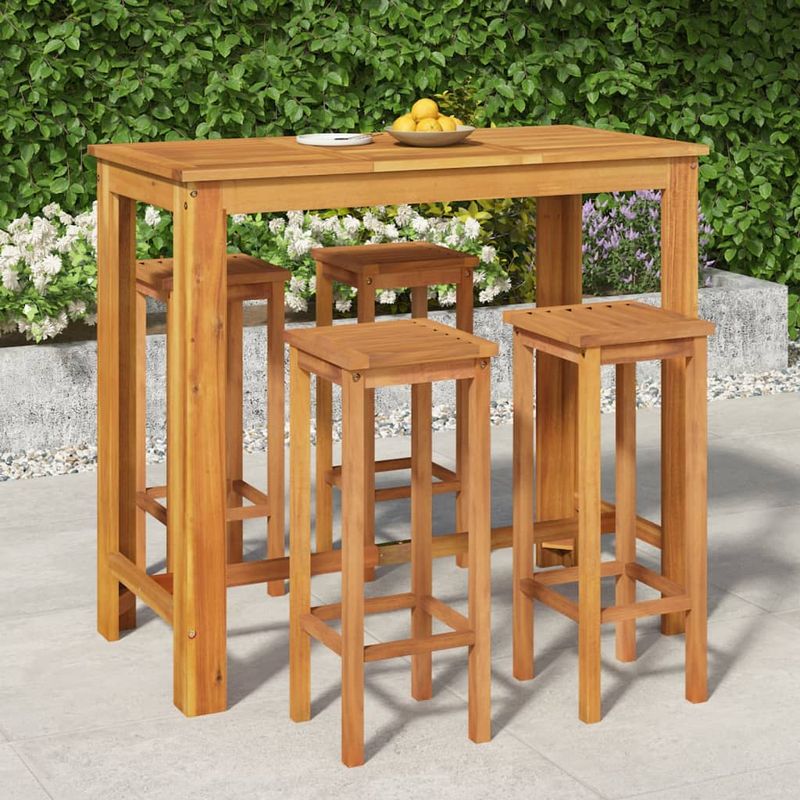 Casa si Gradina - Gradina si terasa - Mobilier exterior - Seturi mobila gradina - Set bar de gradina, 5 piese, lemn masiv de acacia - Infinity.ro