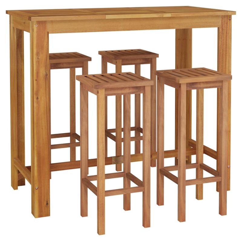 Casa si Gradina - Gradina si terasa - Mobilier exterior - Seturi mobila gradina - Set bar de gradina, 5 piese, lemn masiv de acacia - Infinity.ro