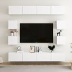 Casa si Gradina - Mobilier - Seturi de mobilier - Seturi living - Set de dulapuri TV, 8 piese, alb, lemn prelucrat - Infinity.ro
