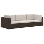 Casa si Gradina - Gradina si terasa - Mobilier exterior - Seturi mobila gradina - Set mobilier de gradina cu perne, 3 piese, maro, poliratan - Infinity.ro