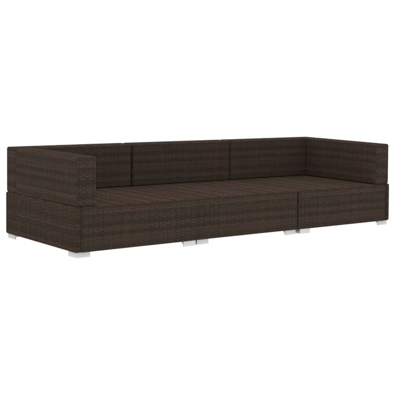 Casa si Gradina - Gradina si terasa - Mobilier exterior - Seturi mobila gradina - Set mobilier de gradina cu perne, 3 piese, maro, poliratan - Infinity.ro